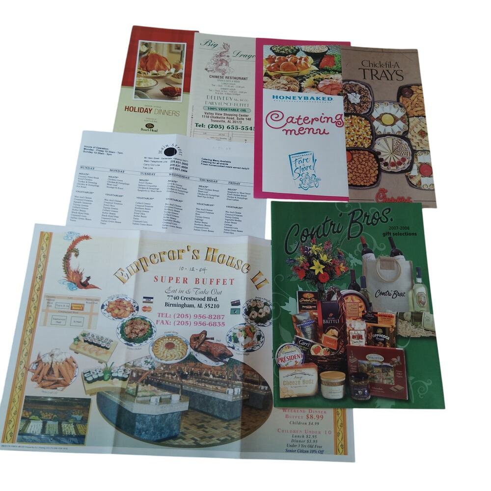 Vintage Restaurant & Catering Menus Ephemera - Alabama Collectibles Lot